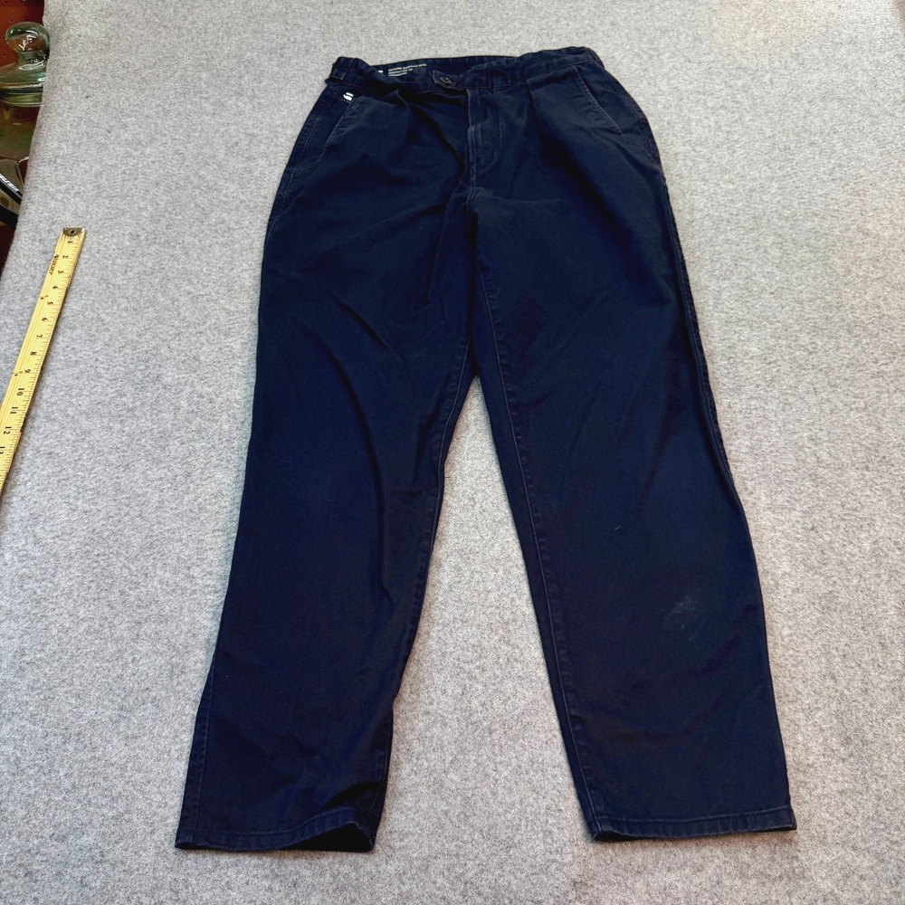 G-Star RAW Worker Chino Relaxed Mens 29x28 Navy‎ Blue Pleated Twill D20147-C900